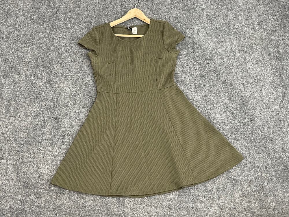 H&M A Line Dress 10 Sleeveless Fit & Flare Swing Dress Pleated Textured N65